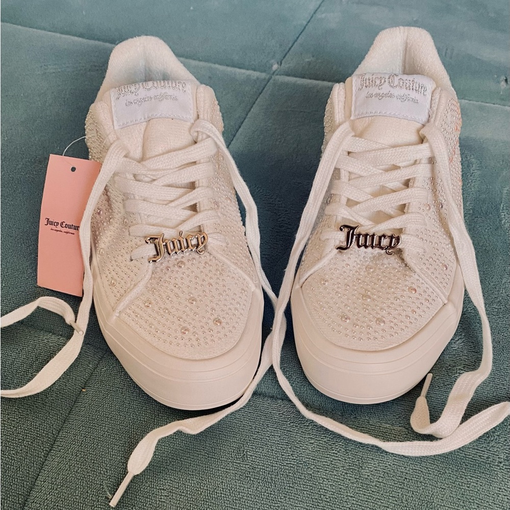 Juicy Couture White Sneakers with Gold Accents